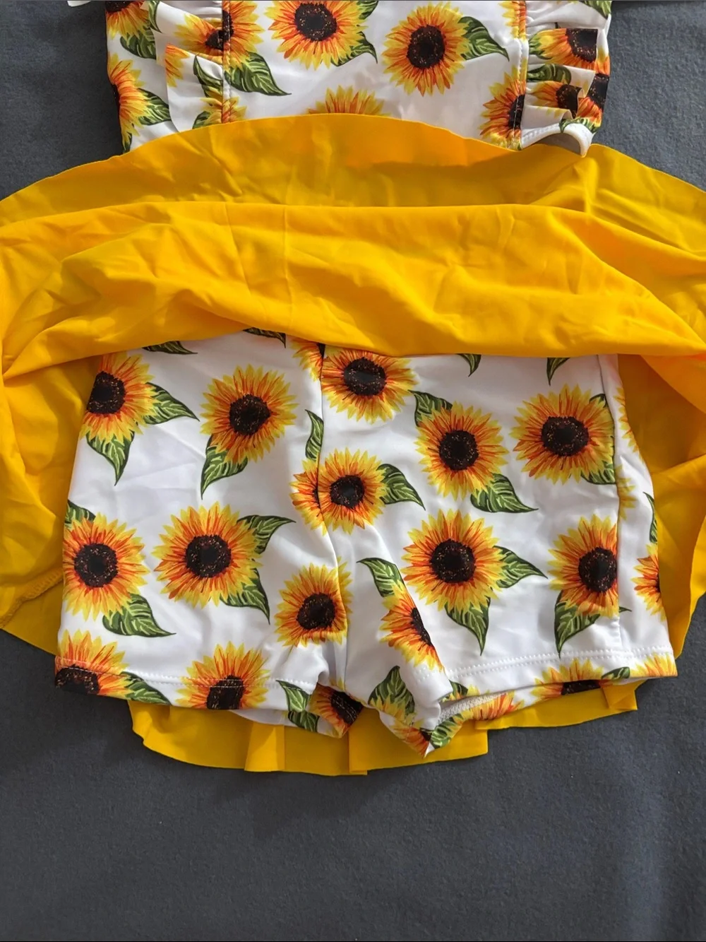 Hopeac Sunflower Tankini Swim Set Skirted Bottom Girls 10-12 (150) L